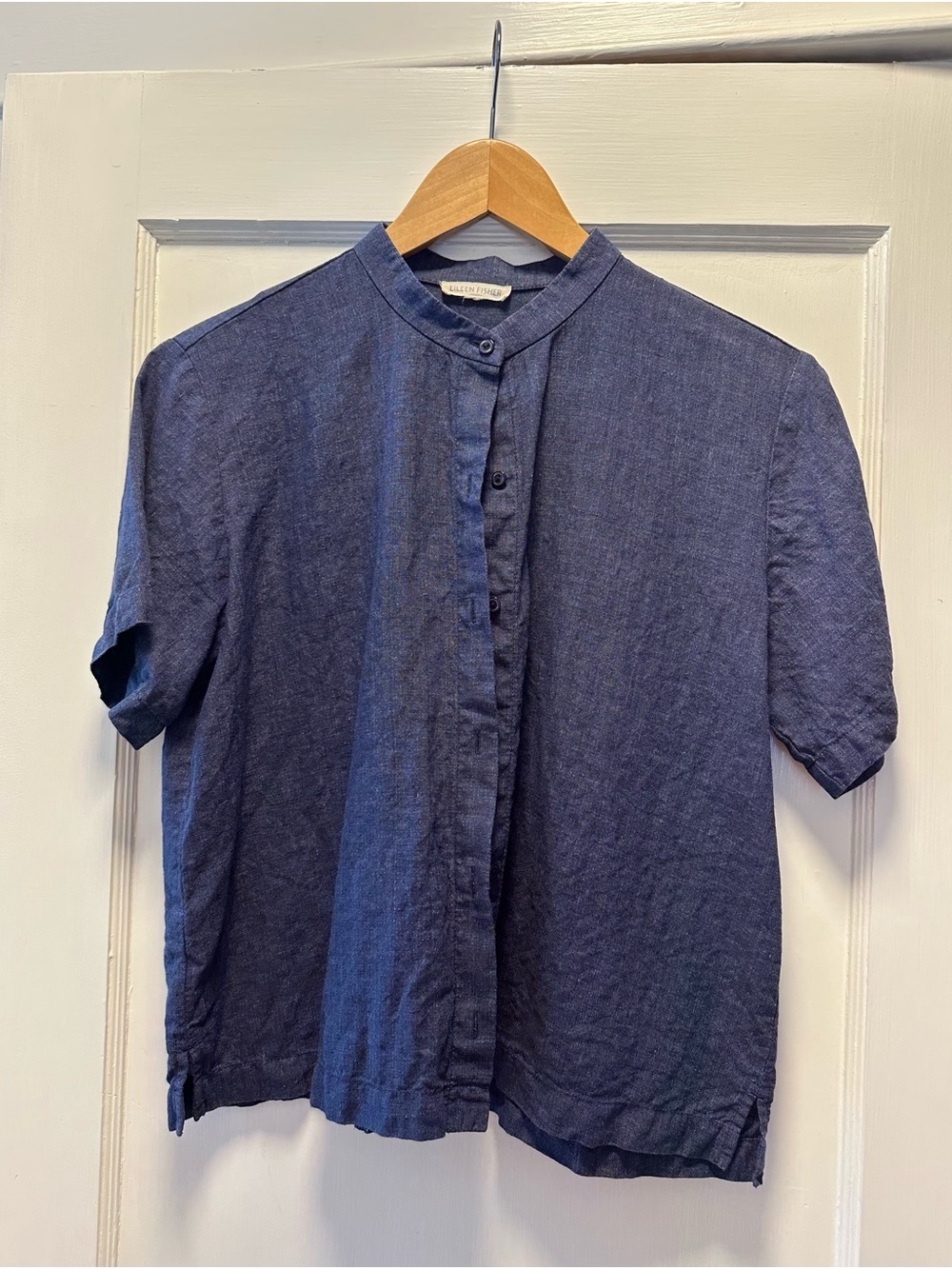 Eileen Fisher Organic Linen Top - Navy sz S